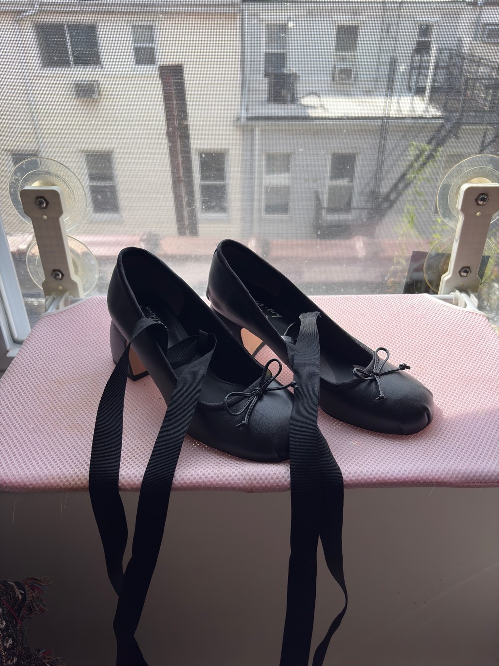 Sam Edelman Della Black Nappa Leather Ballerina Heels